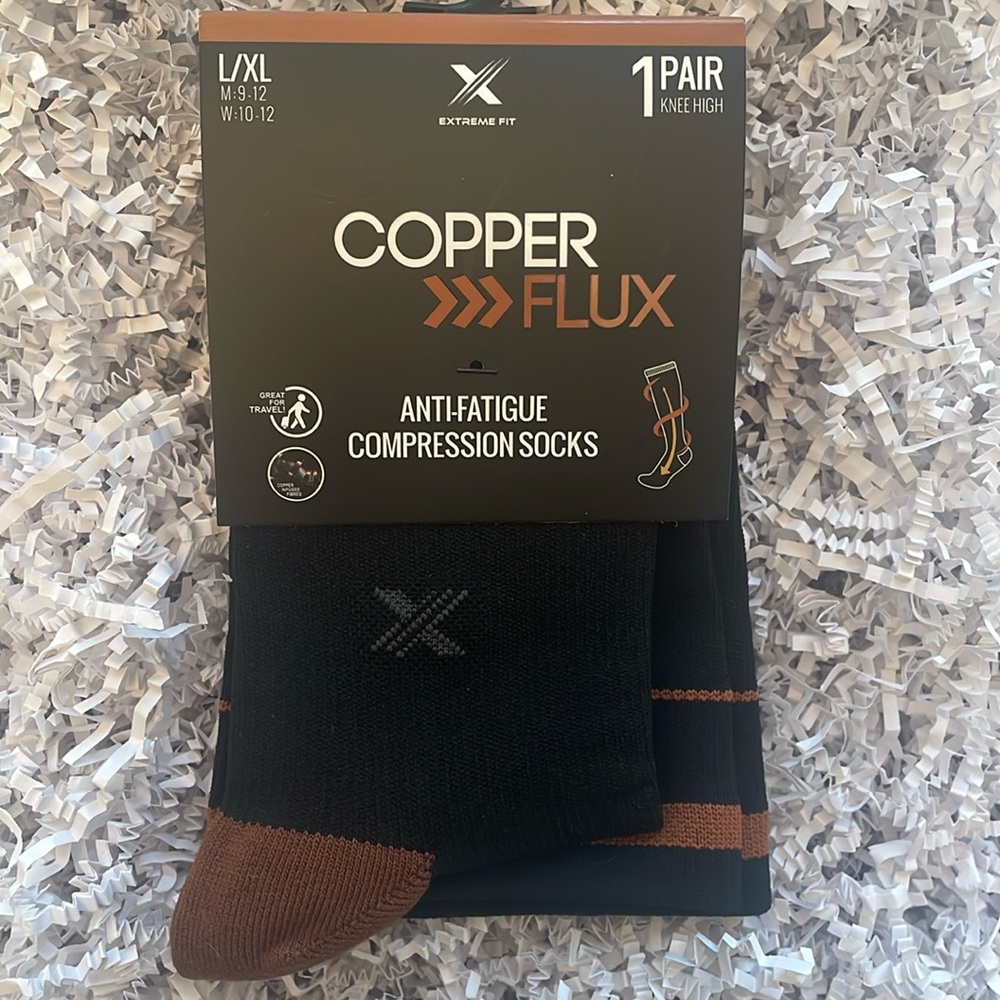 Copper Flux Compression Socks New with Tag size L-XL 15-20mmHg compressio…